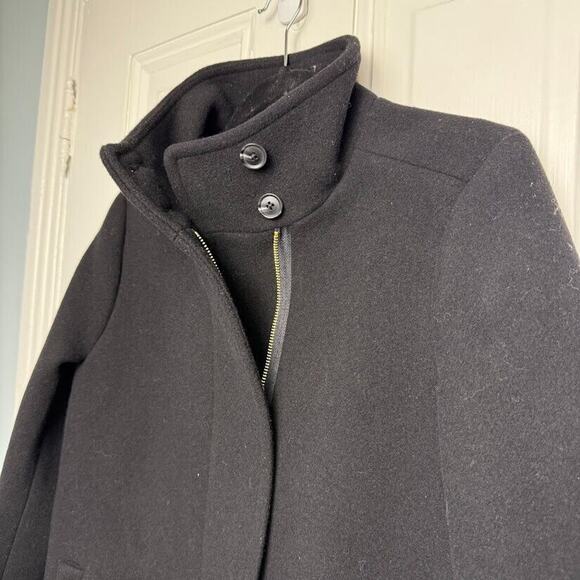 J Crew City Coat Womens 6P Black Zip Front Long Sleeve Mock Neck NWT Wool Blend - Picture 5 of 12
